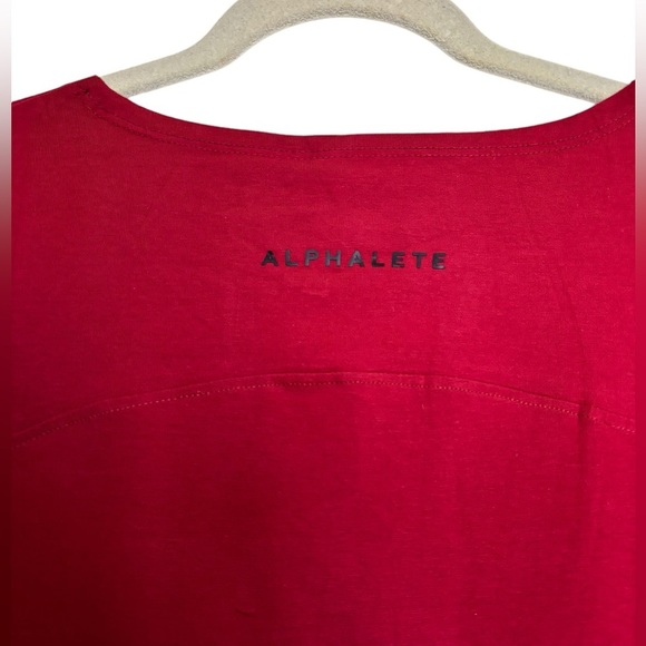 Alphalete cotton Blend Oversized tee Ruby Red burgundy Curved Hem Size M NEW - Picture 6 of 9